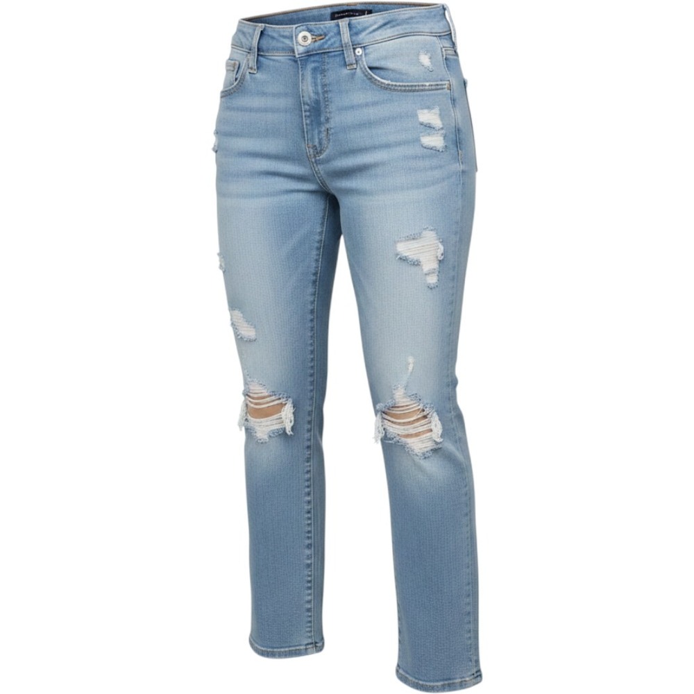 American Eagle Artist Crop Jeans 8 Short Light Wash Distressed Denim X4 Mid Rise